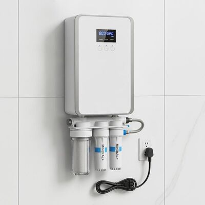 Sistema di trattamento dell'acqua a osmosi inversa compatto 800 GPD Filtro minerale alcalino Disegno montato a parete 110V 60Hz