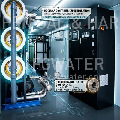 100 TPD Solar Hybrid Containerized RO Pure Water Equipment in 40ft Unit per la desalinizzazione dell'acqua di mare