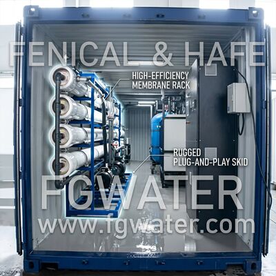 100 TPD Solar Hybrid Containerized RO Pure Water Equipment in 40ft Unit per la desalinizzazione dell'acqua di mare