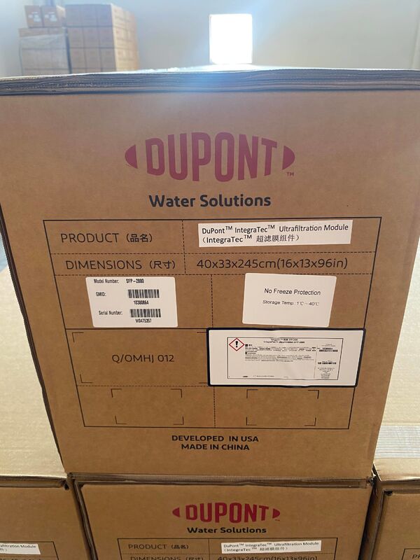 Dupont SFP-2880 PVDF Ultrafiltration Membrane Module con 77 m2 di area della membrana e 0,03 μm di dimensione dei pori per filtrazione dall'esterno all'interno