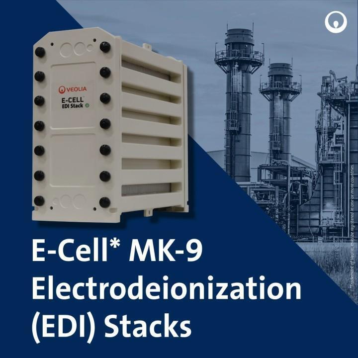 E-Cell MK-9 EDI Stack per la Produzione di Acqua ad Alta Purezza con Intervallo di Flusso da 18,5-44,0 GPM e Nessuna Rigenerazione Chimica in Acciaio Inossidabile